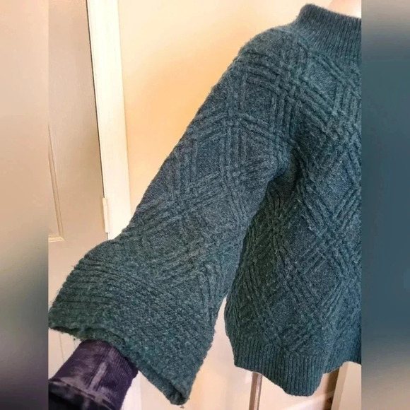 Soft Surroundings Mixed Texture Tres Doux Pullover Sweater In Ocean Heather(S) - Picture 7 of 9